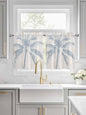 Summer Coconut Tree on Vintage Wood Grain Window Valance Curtains, Seaside Plants Light Filtering Kitchen Valance with 3-inch Rod Pocket for Living Room Bathroom Bedroom,2 Panel,27.5x24In