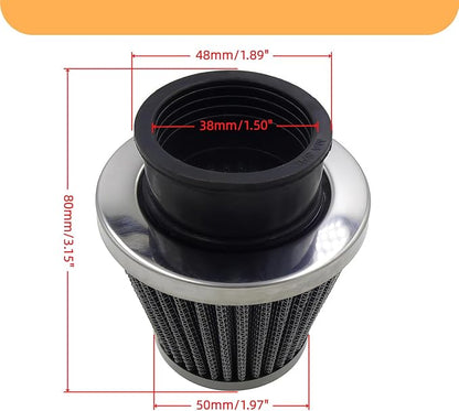 SEMIMO 38mm Air Filter – Compatible with GY6 QMB139 Scooter, Honda XR/CRF 50, Coolster 70/110/3050/3125, SSR 70/110, Coleman CT200U, Baja MB200/MB165, TrailMaster, Mikuni VM22 Carb