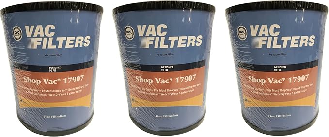 DVC Blue Filter for Shop Vac/for Craftsman Replaces Part Number 17907 (3 Pack)