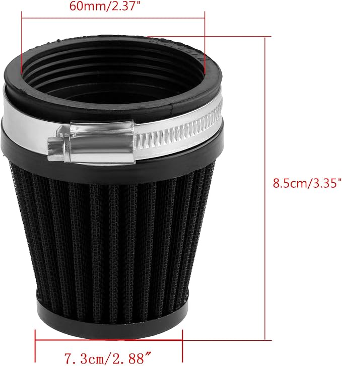 Mtsooning Motorcycle Pod Air Filter, 2.36" Round Tapered Intake Cleaner, Inlet Truck Cold Cone Replacement for Honda Kawasaki Suzuki ATV Kart Dirt Pit Bike
