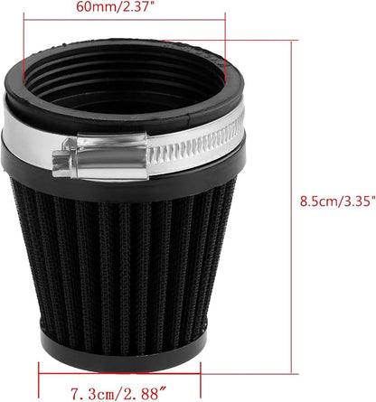 Mtsooning Motorcycle Pod Air Filter, 2.36" Round Tapered Intake Cleaner, Inlet Truck Cold Cone Replacement for Honda Kawasaki Suzuki ATV Kart Dirt Pit Bike
