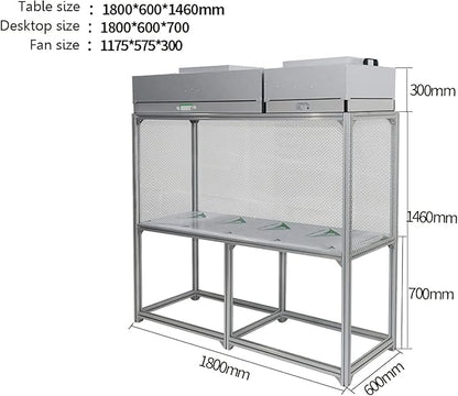 Vertical Laminar Dust Free Room Bench Double Use 70.86x23.62in Flow Hood Air Flow Clean Workbench Aluminum Workshop for Phone Repair with HEPA-Filter Laboratory Using