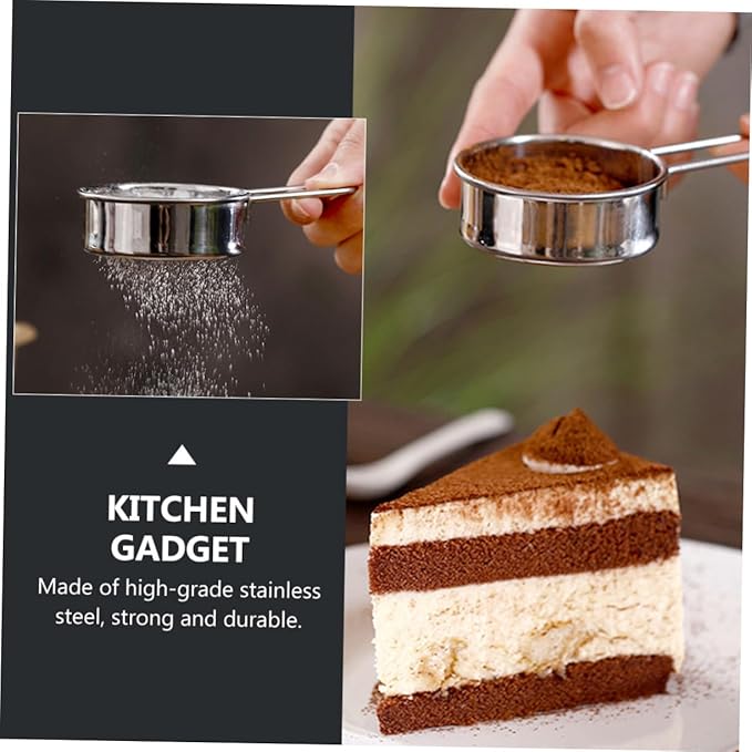 2pcs Stainless Steel Powdered Sugar Sieve Flour Sieve Sugar Sifter Baking Filter Light Strong Non-slip Handles