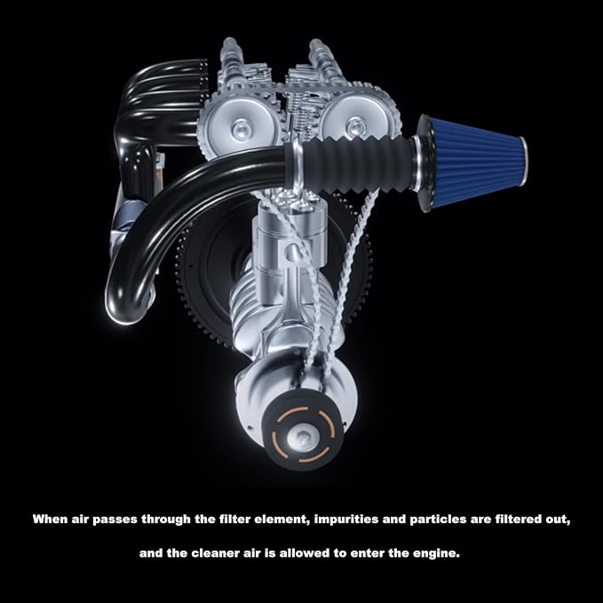 RYANSTAR RACING 152mm 6" High Flow Round Tapered Cone Closed-Top Washable Clamp-On Dry Air Filter Long 265mm tall Blue