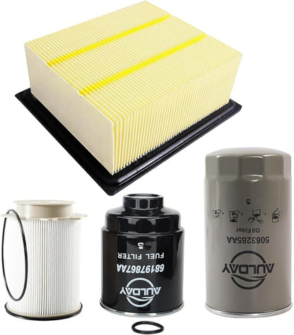 68197867AA 68157291AA 5083285AA 53034051AB Fuel Filter Water Separator & Oil Filter Air Filter Set Fits for 2013-2018 Dodge Ram 6.7L 2500 3500 4500 5500 Turbo Diesel Engines