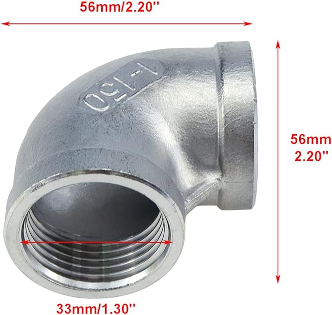 1Pc 304 Stainless Steel 90 Degree Elbow 1" NPT Female x 1" NPT Female Threaded Pipe Fitting
