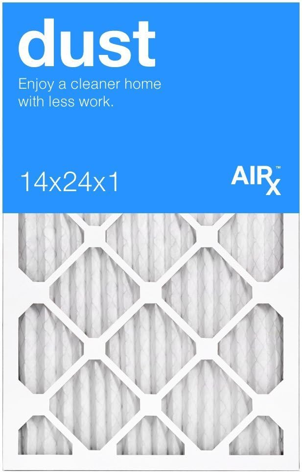 AIRx DUST 14x24x1 MERV 8 Pleated Air Filter 24x14x1 Air Filter - Made in the USA - Box of 6