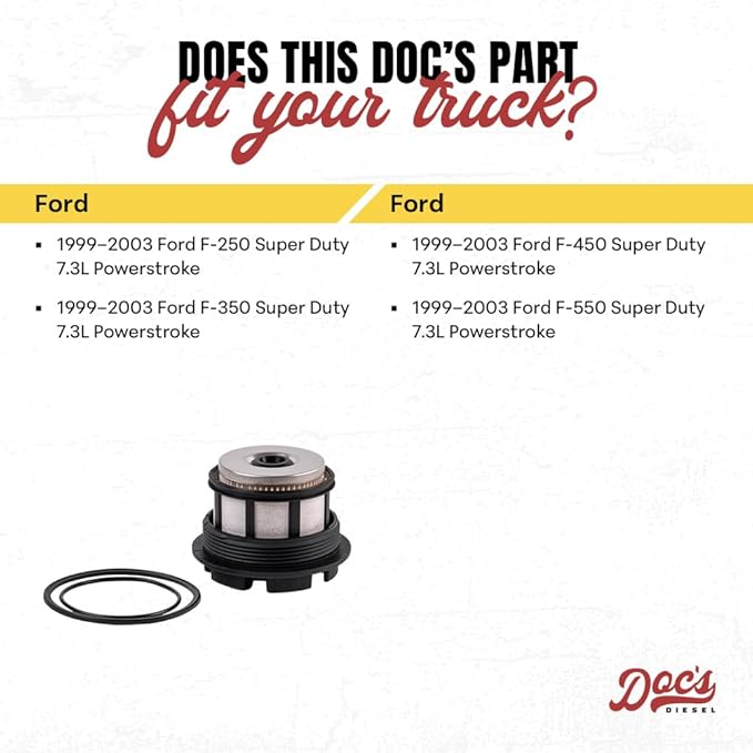 Doc's Diesel Fuel Filter DCS8629OE | Compatible with Ford 7.3L Super Duty F250, F350, F450, F550 1999-2003 | Replaces FD4596