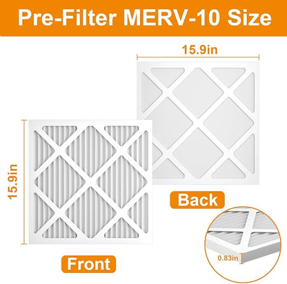 3-Stage Filtration Replacement Filters for M-T Air Scrubber, MERV-10 Pre-Filter, HEPA Filter & Carbon Filter Set (3 Pack) For Clean Air & Odor Control