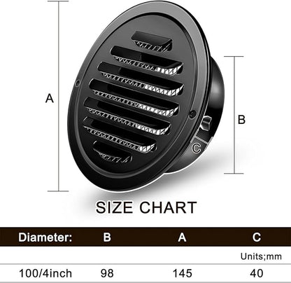 Zonon 24 Pcs Stainless Steel Soffit Vents 4 Inch Round Dryer Vent Cover with Mesh Screen for Home Outdoor Bathroom Wall Ceiling Outside Exterior Exhaust (Black)