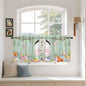 Easter Kitchen Tier Curtains 36 Inch Long 2 Panel Set,Rod Pocket Half Window Curtains Over Sink,Spring Watercolor Bunny Eggs Wooden Grain Green Light Filtering Short Drapes Cafe 27.5"W x 36"L