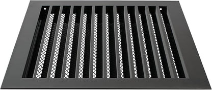 Repa Market 12" x 12" Inch (Inner Dimensions) Galvanized Steel Black Soffit Air Vent Cover - Louvered Square Gable Vent with Mesh Screen - Exhaust/Intake Ventilation Grill - Outdoor Metal Duct Grate