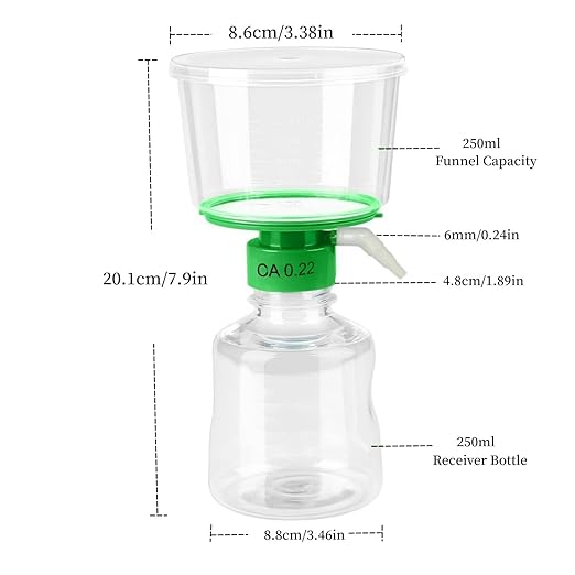 250ML Sterile Vacuum Filter Units with 0.22um CA Membrane, Individually Wrapped