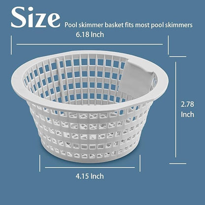 2-Pack Pool Skimmer Basket Replacement for Swimline Hydrotools 8928 & Olympic ACM88 – Heavy Duty Strainer with 5 Filter Socks – Fits Above Ground Pools (Top 6.18", Bottom 4.15"Height 2.78")