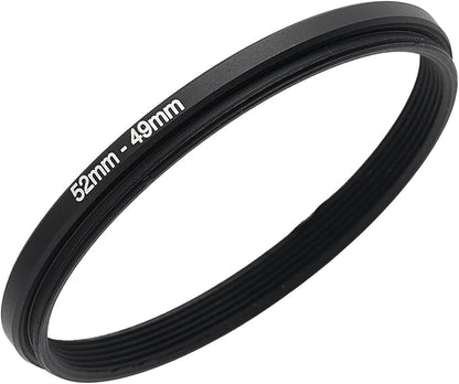 52mm to 49mm Step-up Adapter Rings Filter Adapter Black Metal Step Down Filter Ring Adapter Compatible with All Brand UV CPL ND Camera Lens Filter Stepping Rings (52mm-49mm)