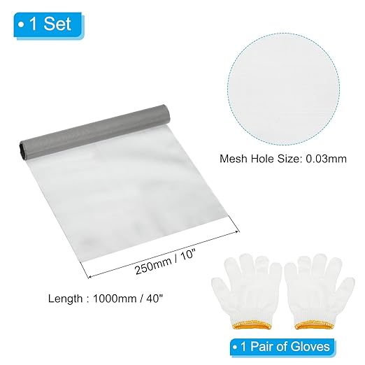 PATIKIL 40" L x 10" W Woven Wire Mesh, 400 Mesh 304 Stainless Steel Air Vent Filter Screen with Gloves for Window Security Vent Cover Filtration Animals Fence