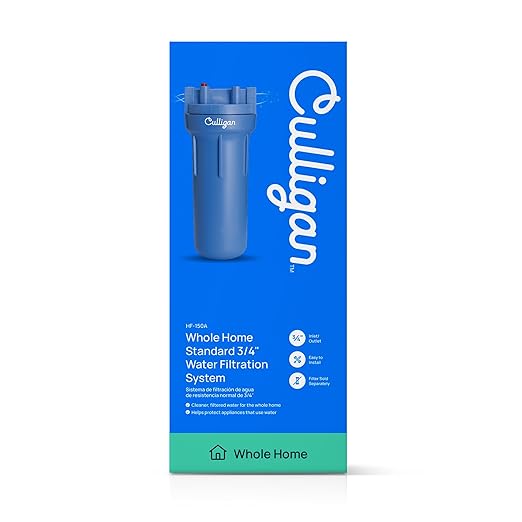 Culligan HF-150A Whole House Water Filter Housing - 3/4" Inlet/Outlet, Standard Duty, Sediment Filtration System, UV-Resistant Opaque Design, Pressure Relief Valve, NSF Certified