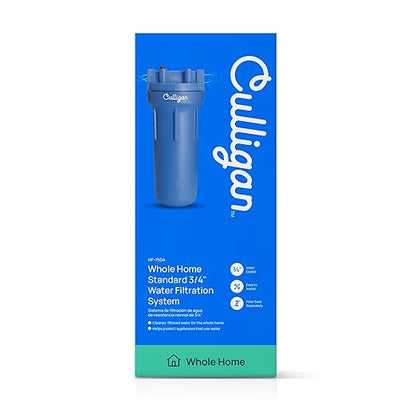 Culligan HF-150A Whole House Water Filter Housing - 3/4" Inlet/Outlet, Standard Duty, Sediment Filtration System, UV-Resistant Opaque Design, Pressure Relief Valve, NSF Certified