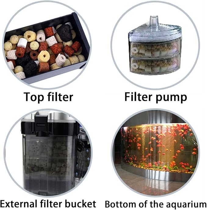 GOLDEAL Bio Balls Ceramic Rings Set, Aquarium Biological Filter Media with Mesh Bag for Fish Tank and Pond, Fish Tank Filter, Decorations, Accessories (5Packs,5.5lbs)