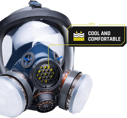 Parcil Distribution Full Face Respirator Mask with Filters – Durable Full Face Respirator Mask, Bayonet Filter Compatible