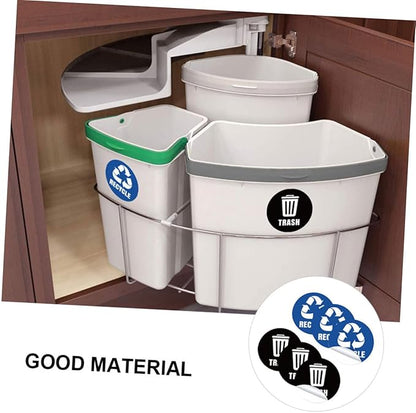 VILLCASE 6-Pack Self-Adhesive Garbage Classification Stickers for Waste Sorting Labels for Trash Cans and Recycle Bins for Home Kitchen and Office Organization
