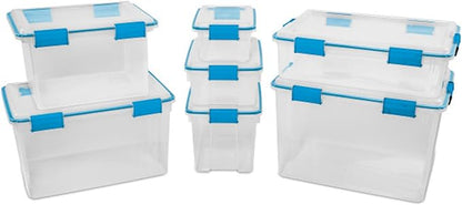 Sterilite 12-Pack Gasket Box, Weather-Resistant Storage Bins with Latching Lids, 54 Quart - Heavy-Duty Organizing Containers for Closet, Bathroom, and Office
