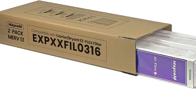 Compatible for Carrier & Bryant EXPXXFIL0316 Air Filter Replacement EXPXXFIL0016 16x25x5 (2-Pack), MERV 13, Foldable Media