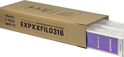 Compatible for Carrier & Bryant EXPXXFIL0316 Air Filter Replacement EXPXXFIL0016 16x25x5 (2-Pack), MERV 13, Foldable Media