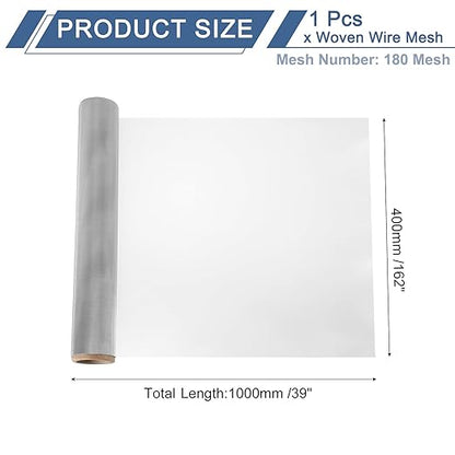 uxcell 2Pcs 180 Mesh 39" x 12" Woven Wire Mesh, 316 Stainless Steel Air Vent Filter Screen, Window Screen Mesh for DIY Projects Vents Cover Filtration Animals Fence