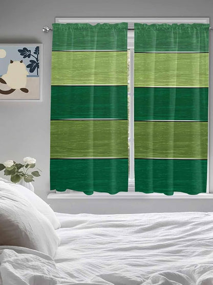 Farm Retro Green Wood Grain Window Valance Curtains, Rustic Wooden Plank Texture Light Filtering Kitchen Valance with 3-inch Rod Pocket for Living Room Bathroom Bedroom,2 Panel,42x63In