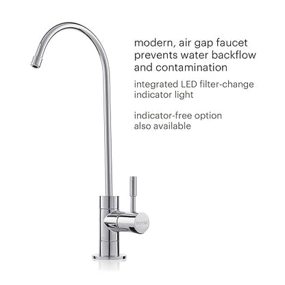 Brondell Capella Reverse Osmosis System, Under Sink, Black – 4 Stage RO Water Filtration, Designer Chrome Faucet with LED Filter Change Reminder – Quick Change Filters, WQA Certified