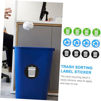 12pcs Garbage Classification Stickers Self-Adhesive Trash Can Labels for Recycling Material for Indoor Outdoor Use Promote Waste Sorting Habits