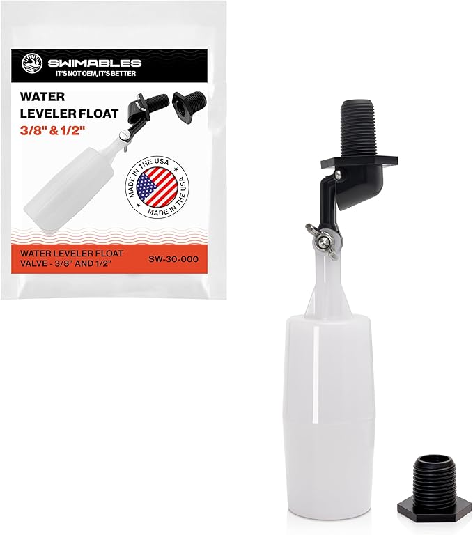 Swimables 3/8" and 1/2" Pool Auto Fill Float Valve Replacement | Includes Adapter From 3/8 Inch to 1/2 Inch | Compatible with Most Water Float Valve For Water Tank and Pool Water Leveler Auto Fill
