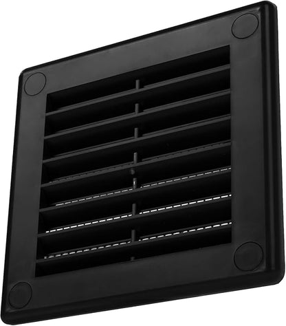 Vent Systems 3" x 3" - Pack of 2 - Black Plastic Soffit Vent Cover - Durable Flat Square Air Vent Grille with Mesh Screen - Weather Resistant Ventilation Grill - Wall & Ceiling, Indoor & Outdoor