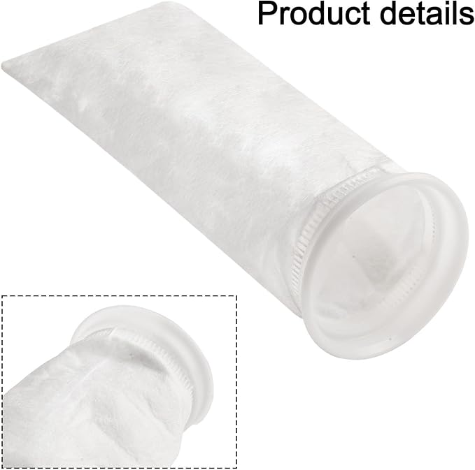 Filter Bag PP Non-Woven for Treatment, 25µm 50µm 100µm 150µm, Reusable Thermal Fixed Wool Monofilament Fabric, White Ø 105 mm x 380 mm(150µm-1pc)