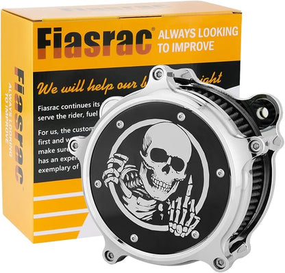 Air Filter Intake Filter System Kit Cnc Cut Air Cleaner Chrome Filter Kit for Motorcycle Dyna 2000 - 2017 Softail 2000 - 2015 Touring 2000 - 2007 Fitment - B(Chromed)