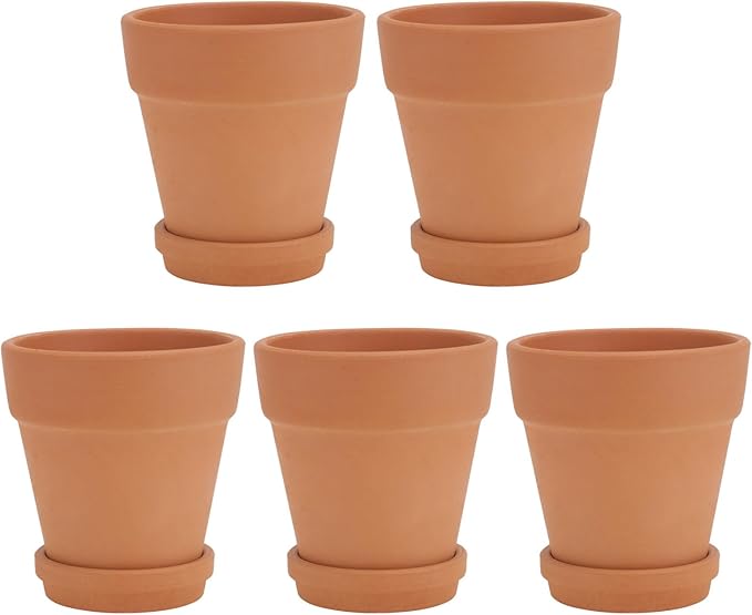 5pcs Red Clay Succulent Pots with Saucers, Indoor Succulent Plant Containers, Breathable Baked Terracotta Flower Planters for Home Gardening and Nursery Use