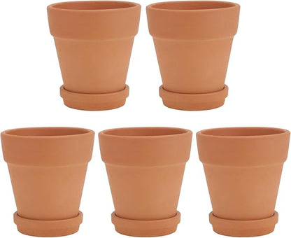 5pcs Red Clay Succulent Pots with Saucers, Indoor Succulent Plant Containers, Breathable Baked Terracotta Flower Planters for Home Gardening and Nursery Use