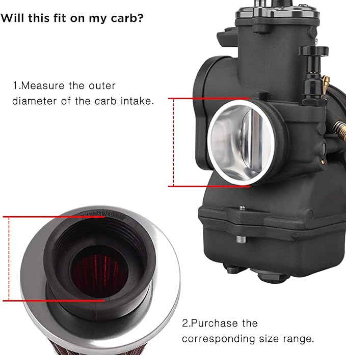 Evermotor Mini Engine Air Filter,34mm 35mm 36mm Air Filter Replacement Cleaner for 50cc 70cc 90cc 110cc 125cc 150cc Moped,ATV