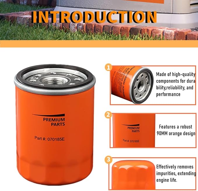 070185E Oil Filters with Paper Funnel Oil Wipe for Ge-nerac 8kw-24kw Air-Cooled and Portable Generators 760cc 990cc Engines Rep 070185ES 70185