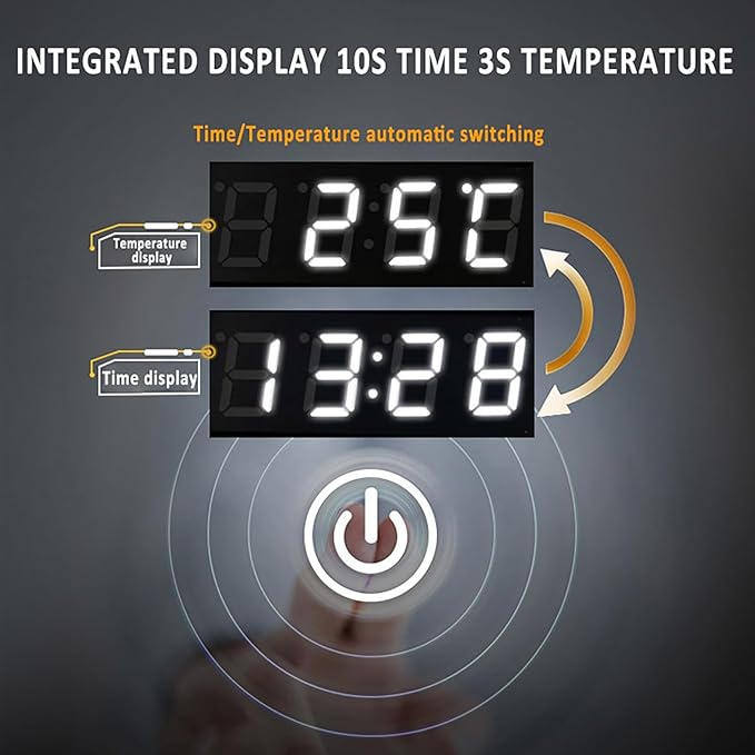 Inner Sand Smart Illuminated LED Bathroom Mirror, Wall Mounted Multifunction Bathroom Vanity Mirror with Dimmable Brightness | Sensor Touch | Demister Pad | Time Temperature(Time+Defog+Dimmable,60x80c