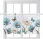 Blue Tulips Kitchen Curtains 36 Inch Length, Small Window Curtains Tab Top, Watercolor Flowers Butterfly Spring Farmhouse Blue Light Filtering Short Window Treatments Tier Drapes 27.5"x36" 2 Panel