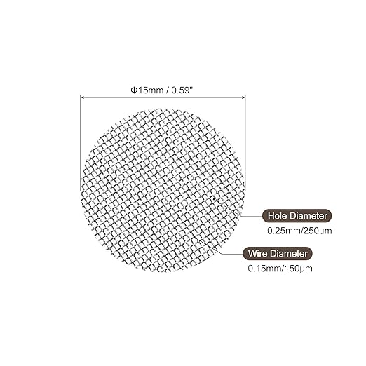 MECCANIXITY Pipe Screen Stainless Steel Screens, 9/16 Inch (15mm) Diameter for Pipe Filter, Pack of 60