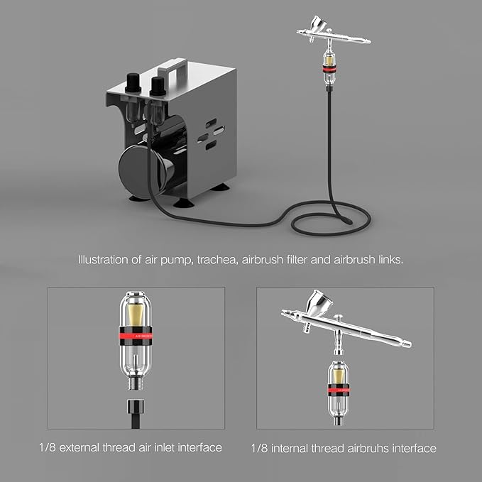 Mini Airbrush Air Filter Moisture Water Trap, 1/8" BSP Threads Spray Pen Oil Water Separator for Gundam Model Painting, Makeup, Tattoo & Art Craft Tools