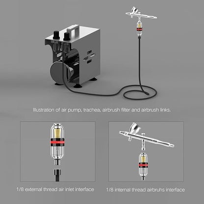Mini Airbrush Air Filter Moisture Water Trap, 1/8" BSP Threads Spray Pen Oil Water Separator for Gundam Model Painting, Makeup, Tattoo & Art Craft Tools