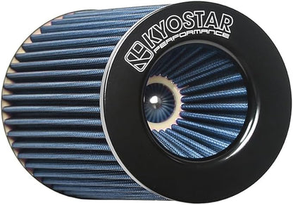 Universal 3/3.5/4" (75/89/100mm) High-Flow Air Filter, Reusable Cone Cold Air Intake, High Performance, Clamp-On Car High Flow Air Kit, Flange Diameter: 3/3.5/4 Inch, Height: 10 Inch, BLUE
