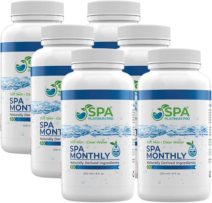 Spa Platinum Pro Natural Hot Tub Treatment – Fast Acting Cloudy Water Solution – Six Months Supply – Keep Spa Water Clear, Balanced & Fresh | Easy-to-Use Hot Tub Water Treatment – (8 oz x Pack of 6)
