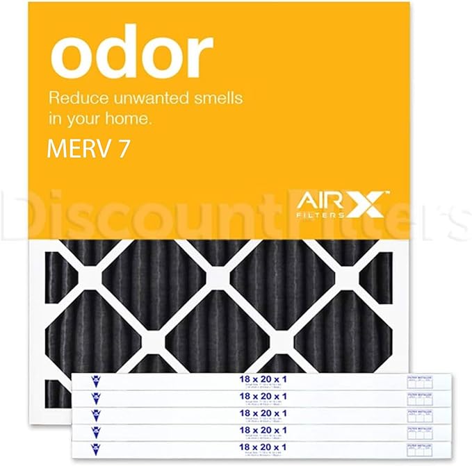 AIRX FILTERS WICKED CLEAN AIR. ODOR 18x20x1 MERV 7 Carbon Pleated Air Filter Great For Homes With Dogs Cats & Pets - Made in the USA - Box of 6