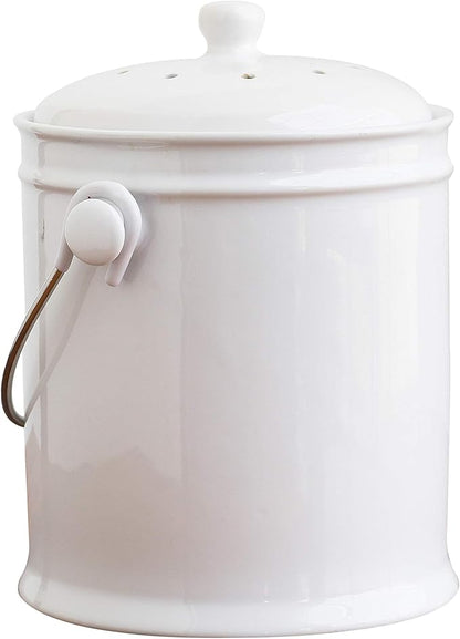 Natural Home 1-Gallon Ceramic Compost Bin with Filter