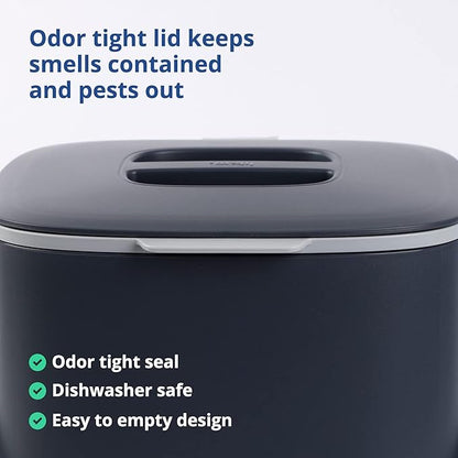 Blue Ginkgo Kitchen Compost Bin [2.6L / 0.69 GAL] – Filter-Free, Odor-Tight Countertop Food Waste Pail with Handles (Made in Korea, Gray)